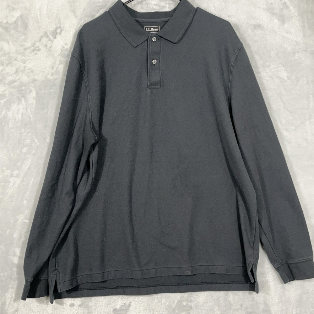 LL Bean Polo Shirt Mens‎ XL Reg Black Traditional Fit Long Sleeve Rugby Casual